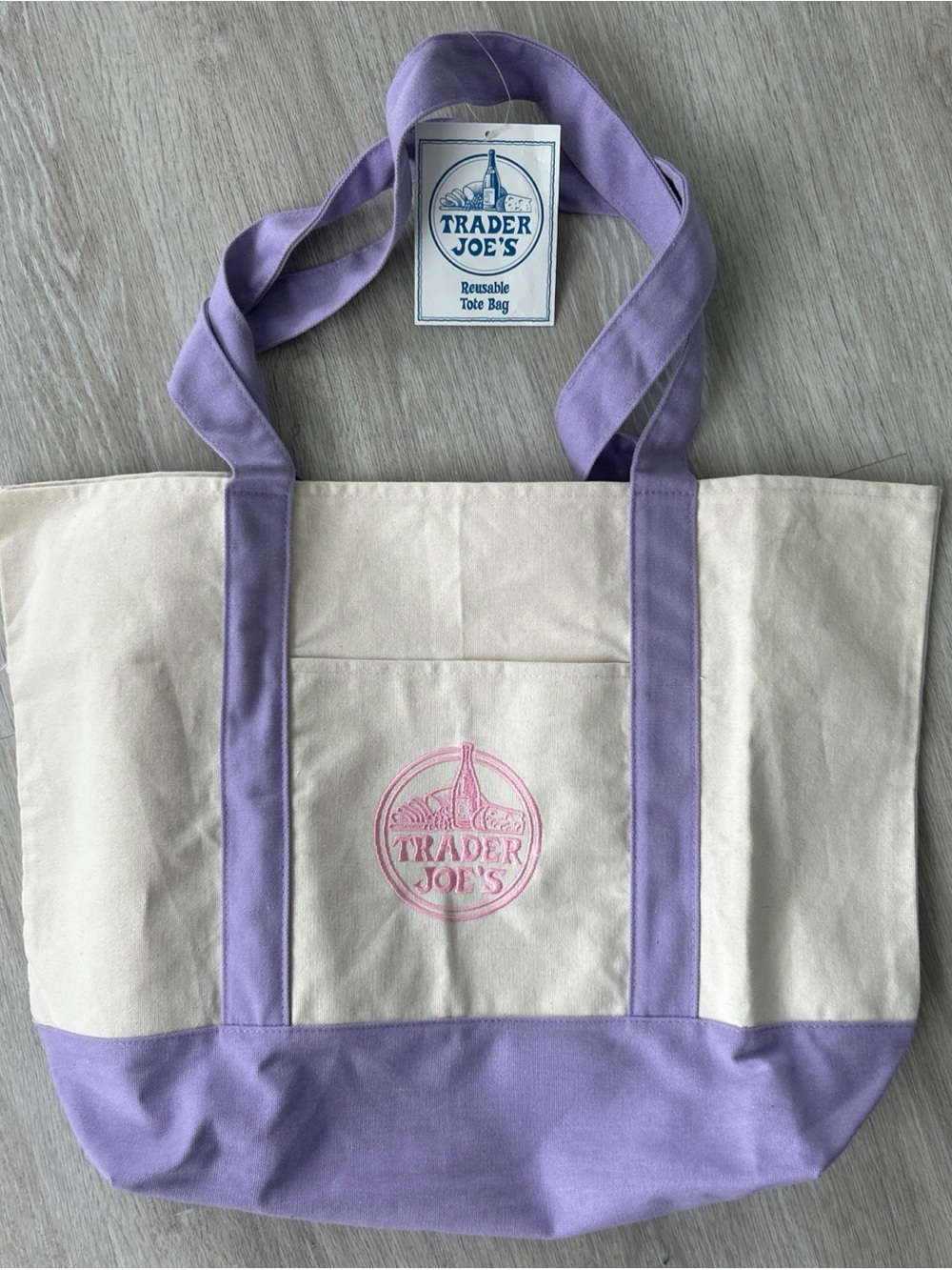 Trader Joe's Reusable Tote Pastel Lavender Purple Canvas NWT Limited Easter 2026